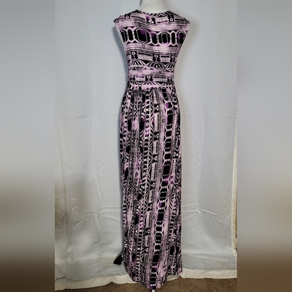 Ellen Tracy Women's Purple Cap Sleeve Sheath Maxi Dress Size Medium- EUC - Picture 9 of 10